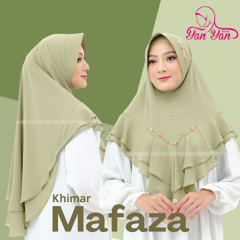 Khimar Mafaza Hijab Sekali Slup Berbahan Ceruty Babydoll Premium By Aila Yang Dipermanis Sulam Payet