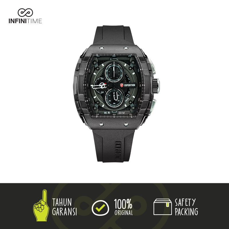 Jam Tangan Expedition 6782 E6782 E 6782 Black Button Silver Pria