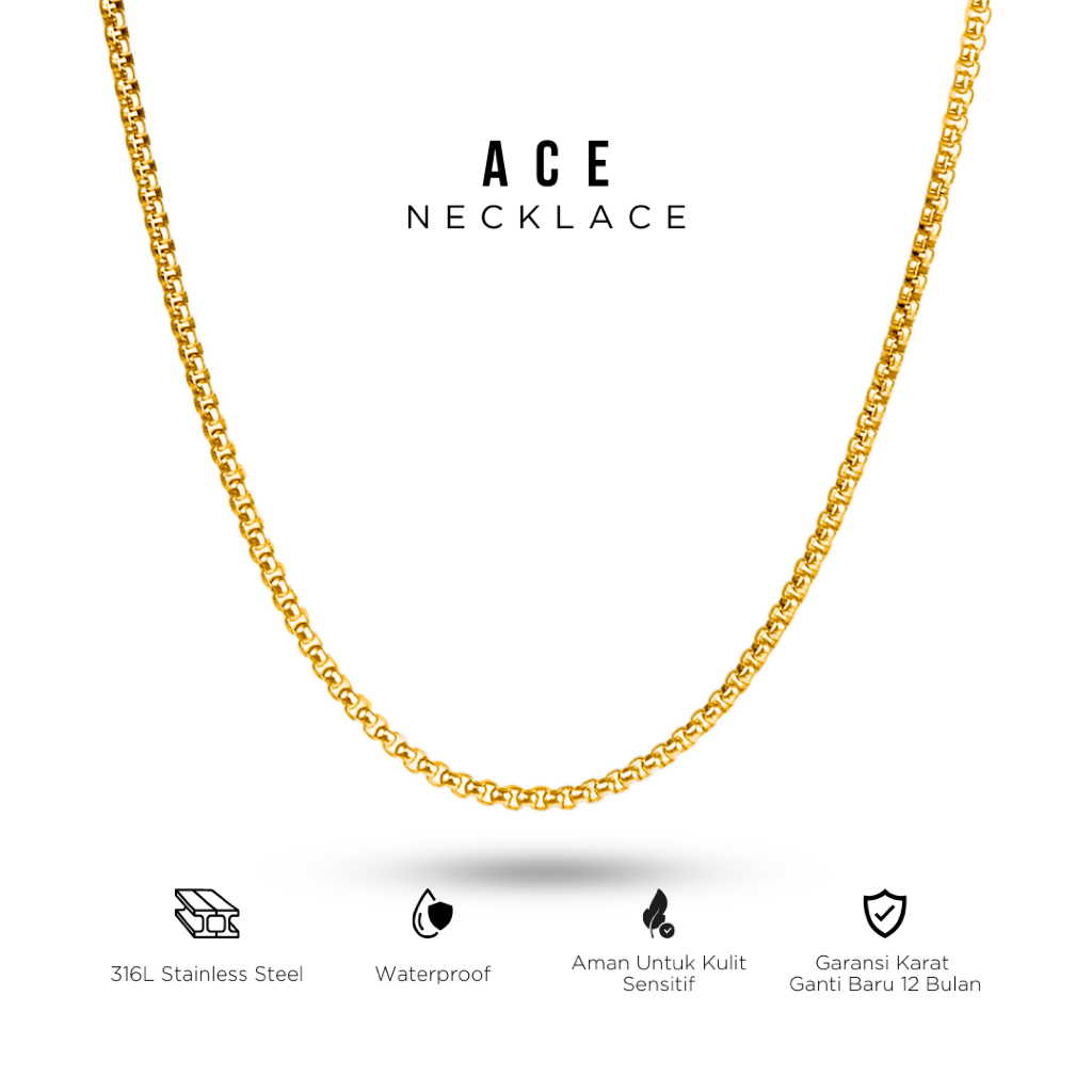 Murah Project Ninetyseven - Ace Necklace - Kalung Titanium Pria Wanita Anti Karat