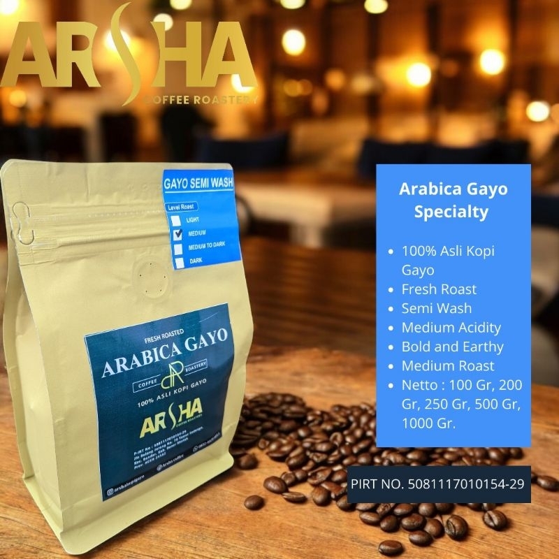 

Arsha Kopi Arabica Gayo Premium Roasted bean,200gr