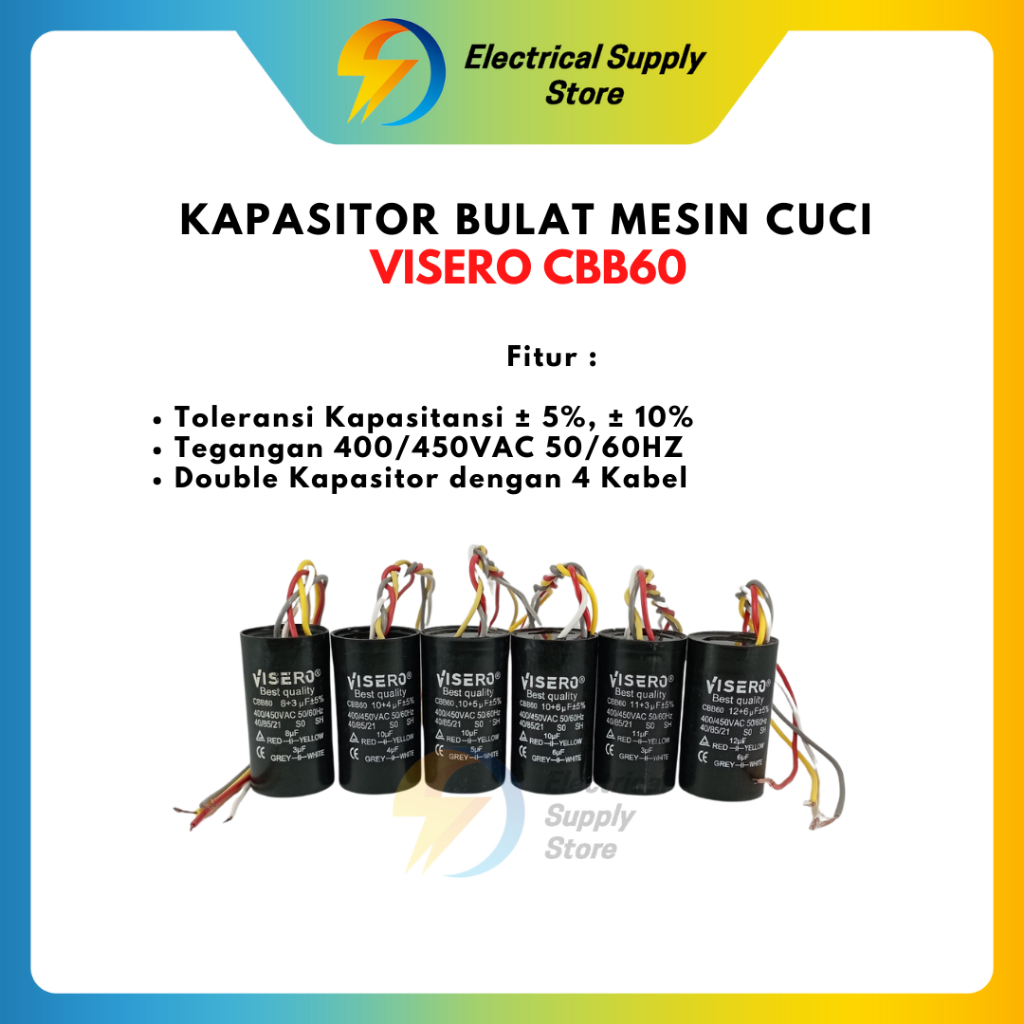 KAPASITOR BULAT MESIN CUCI VISERO CBB60 450VAC