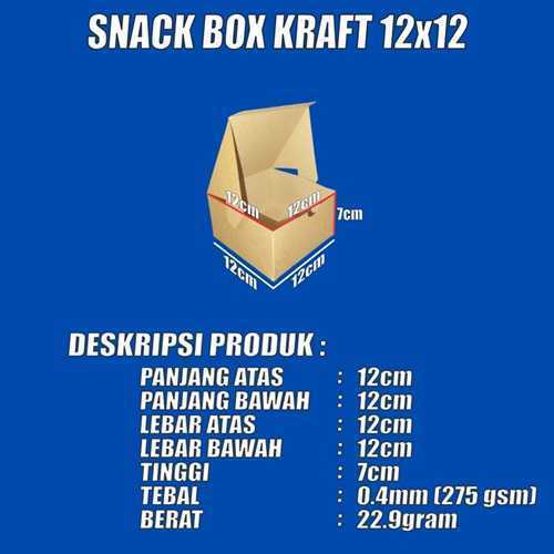 

Snack Box Tebal 12x12 / 12x14 / 12x16 Dus Kue Duplex Putih Kraft Coklat - Per Pack isi 100 Pcs