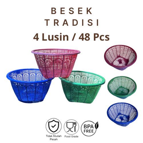 4 Lusin 48 Pcs Besek Tradisi Hajatan Plastik Murah Tebal Berkualitas Kitchenware Ceting Plastik