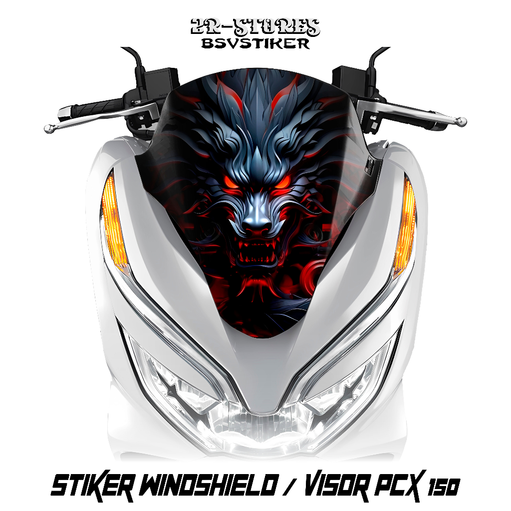 Stiker Visor Pcx Lama 150 Motif Gambar Naga (4) / Stoke Sticker Windshied Honda Pcx 150