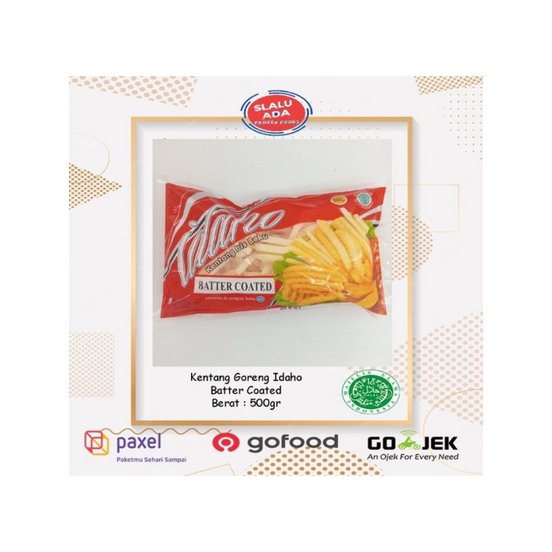 

Idaho batter coated 500gr kentang goreng renyah gurih