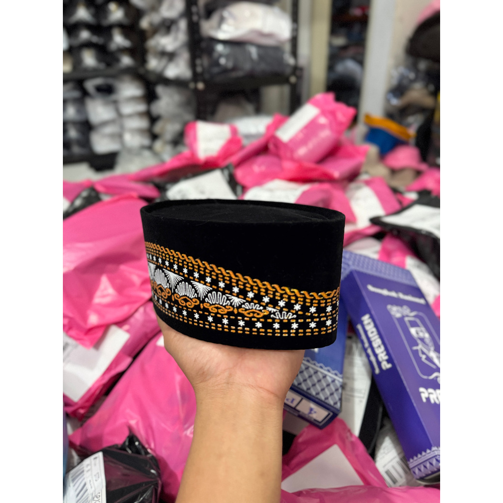 Peci Songkok Hitam Motif Batik Merk Kopiah Peci Anak Laki-Laki Songkok Kopyah Dewasa Peci Presiden