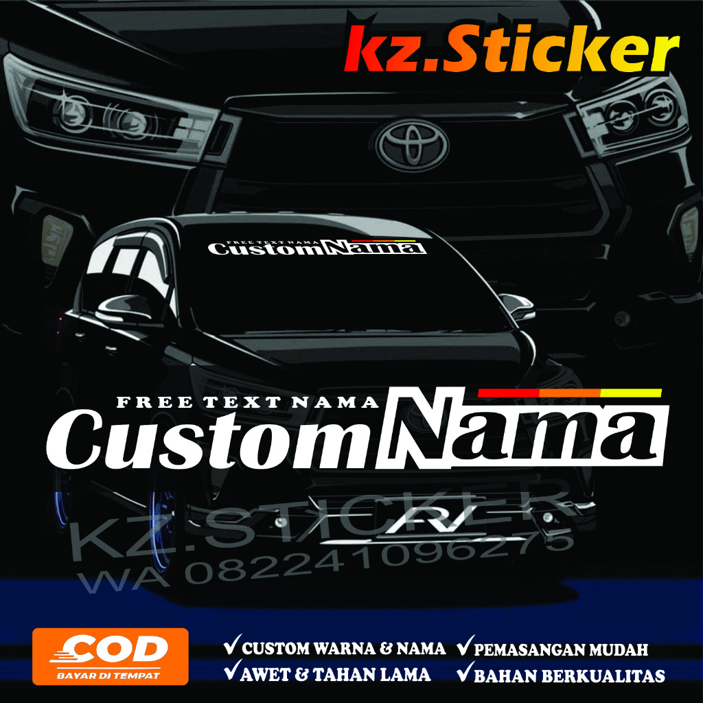 custom nama stiker kaca depan mobil m2 sticker avansa agya jazz granmax l300 new carry canter