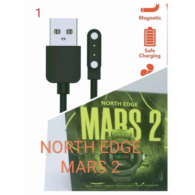 North Edge MARS 2 Smart Watch Kabel Charger Smartwatch North Edge E102 Mars 2 Magnetic 2 Pin Kabel C