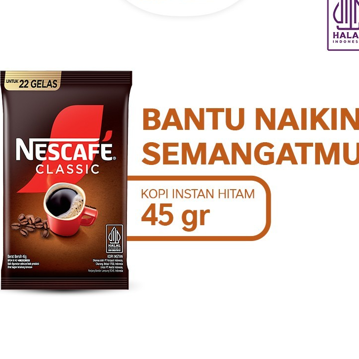 

NESCAFE CLASSIC Kopi Bubuk Instan Kopi Hitam Sachet Bag 45g