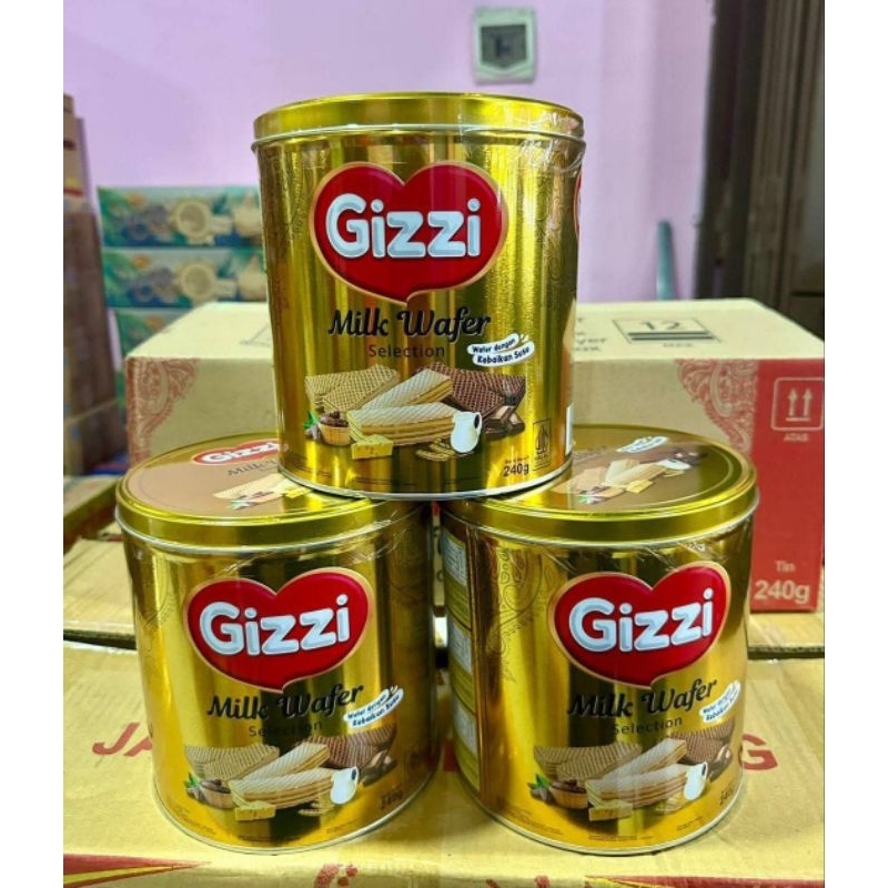 

Gizzi Milk Wafer1 karton isi 6 kaleng 1 dus