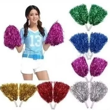 Pom Pom Cheerleader / Pom Pom Rumbai Foil / Cheering Pom Pom Warna Pink Fuschia