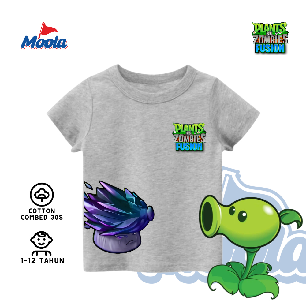 GRATIS STIKER SABLON DTF Kaos ANAK GAME PLANTS VS ZOMBIE FUSION KING GOJO KEREN DESAIN TERBARU Non O