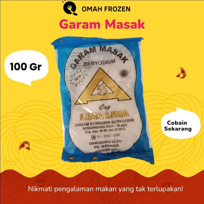 

Garam masak garam dapur halus beryodium lima lima 100 gram