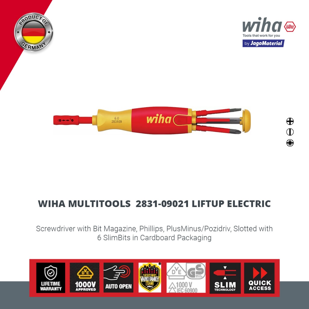 Wiha Insulated Multitools SB 2831-09021 Liftup Electric - Obeng Listrik Set Insulasi