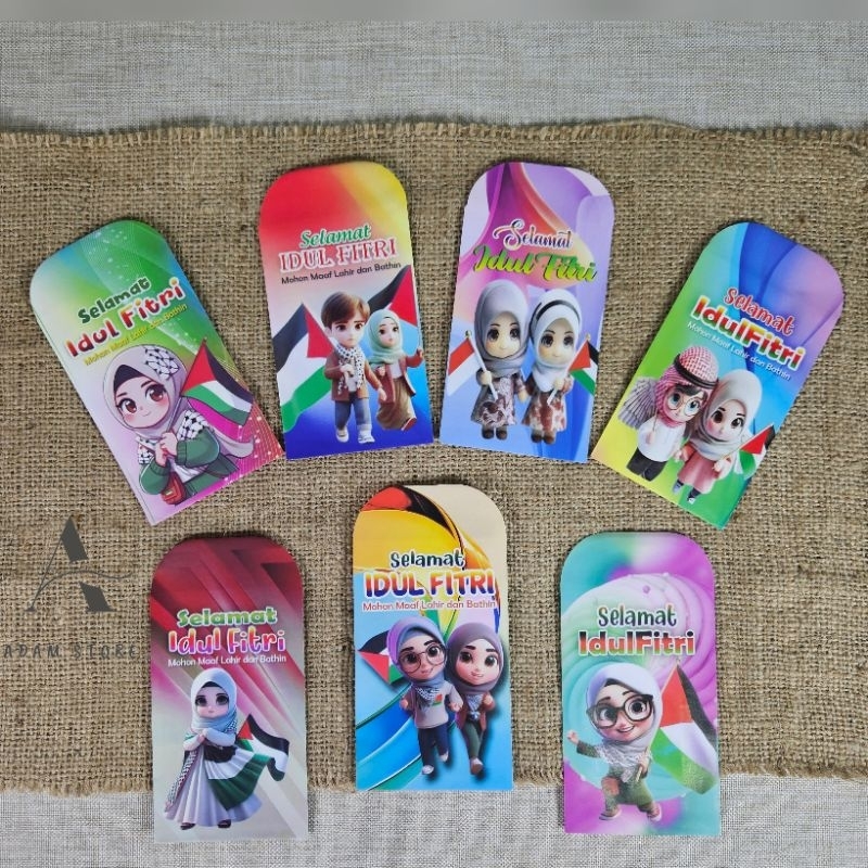 

100 lembar Amplop lebaran idul fitri ampau lebaran kartun muslim palestina size medium mix gambar