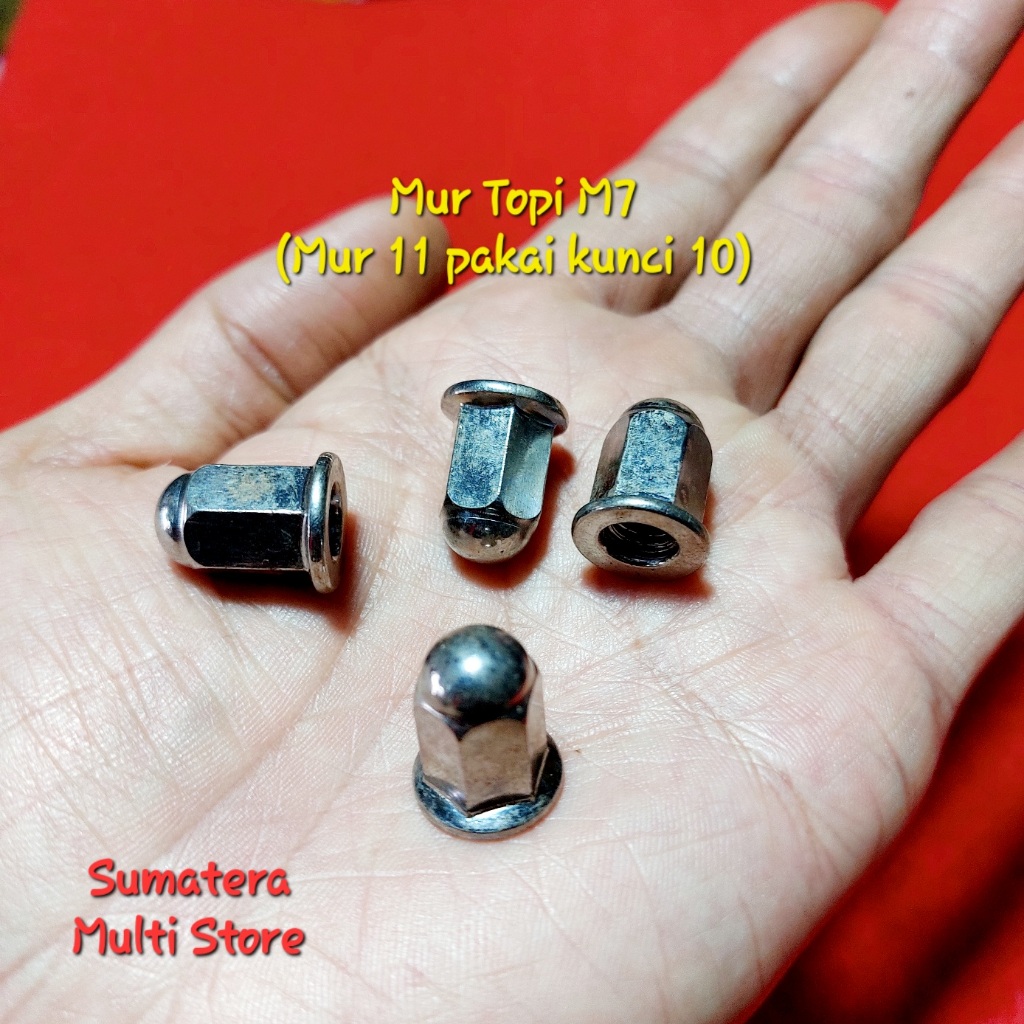 Mur Topi M7 - Mur 11 pakai kunci 10 Chrome Nut - Mur Knalpot / Blok