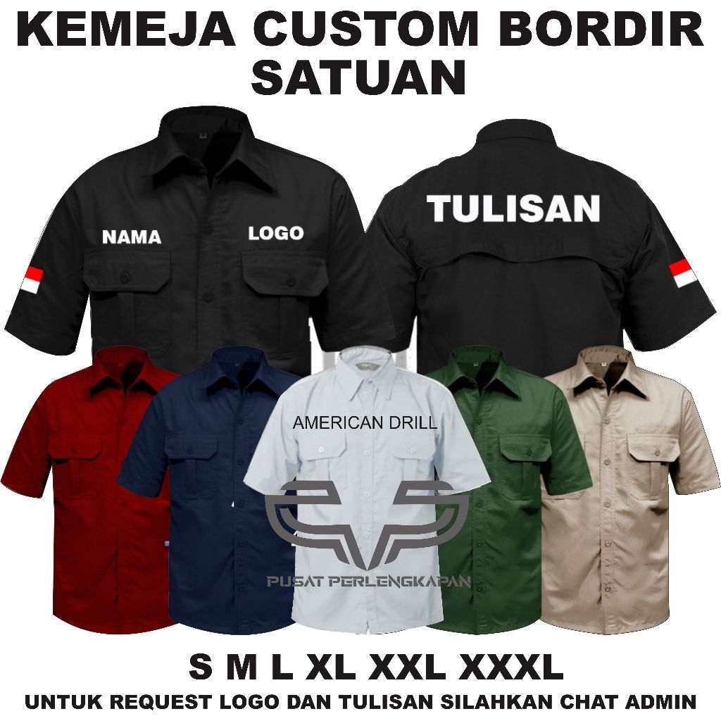BORDIR CUSTOM PDH KEMEJA BORDIR CUSTOM PDH PDL TACTICAL LENGAN PENDEK / SERAGAM BORDIR CUSTOM PDH PD