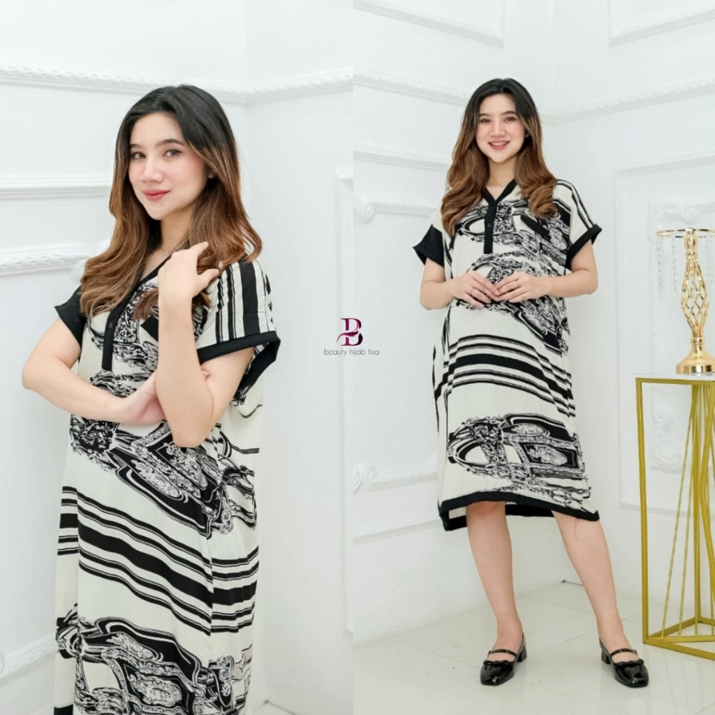 Beautyhijab - SAVIRA daster dress motif rayon cantik kekinian 2025 model terbaru busui bumil viral