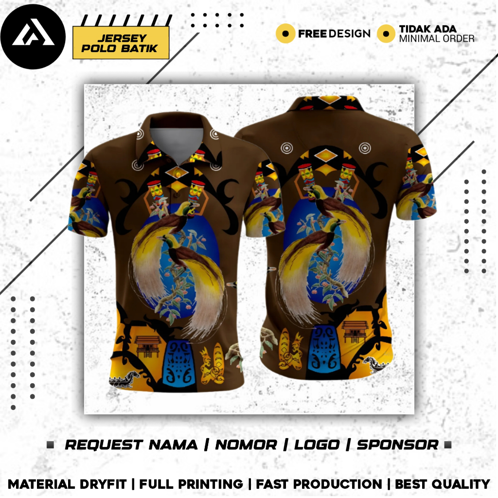 KAOS KERAH MODEL POLO BATIK EDISI PAPUA/JERSEY KERAH POLO BATIK PAPUA FULL PRINTING KUALITAS PREMIUM