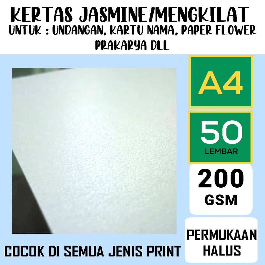 

Kertas Jasmine Plasma White/Undangan Ukuran A4 Isi 10/20/50 Lembar