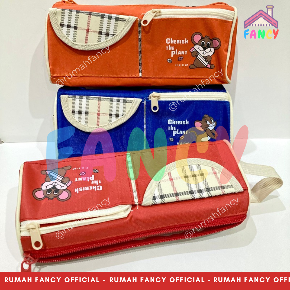 

Tempat Pensil Kain Sleting + Kantong Depan HD 07 Motif Kartun Mouse Jerry Tupai Lucu Unik Murah