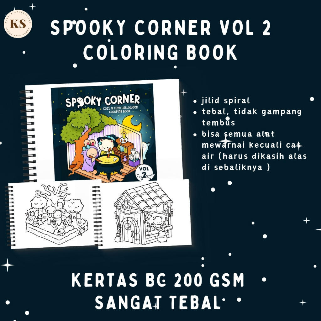 

SPOOKY CORNER VOL 2 Coloring Book For Kids And Adults Buku Mewarnai Remaja Dewasa UKURAN A4 & A5