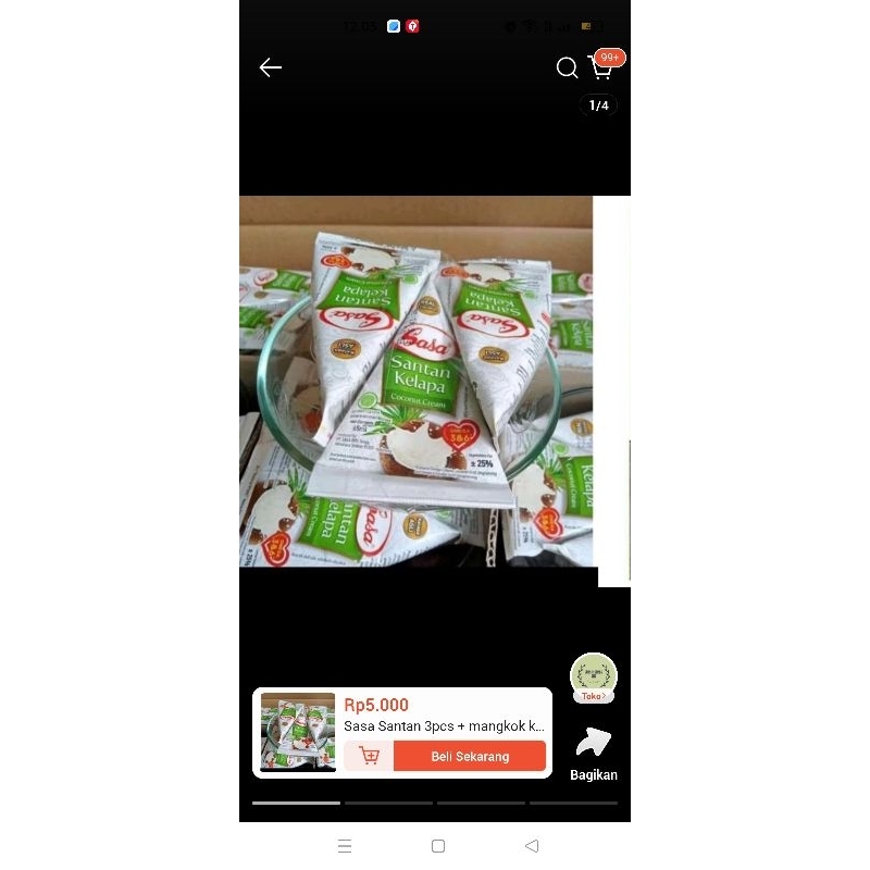 

santan Sasa 3 pcs setiap pembelian