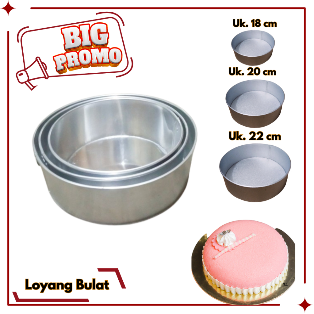 Loyang Bulat Ukuran 18, 20, 22 cm Harga Satuan / Loyang Kue