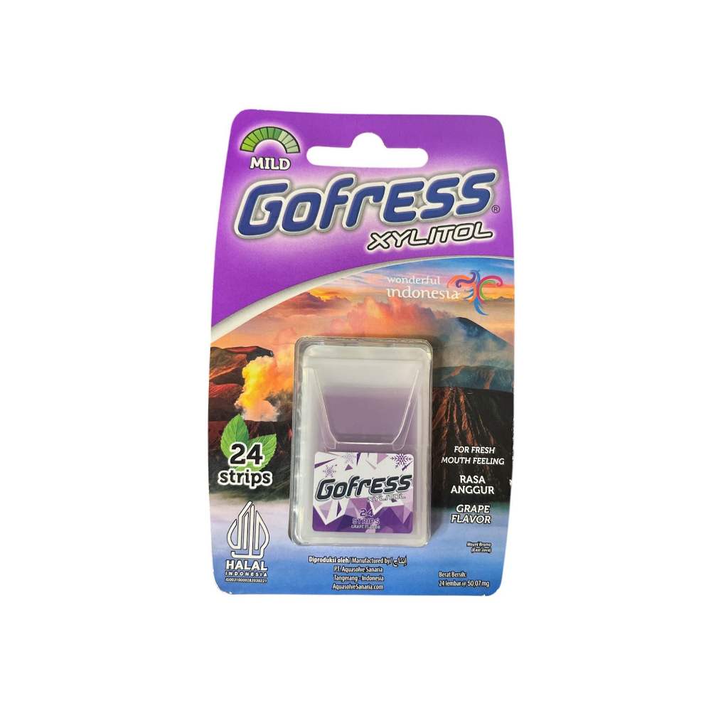 

Gofress Xylitol Permen Penyegar Nafas Rasa Anggur 1pcs 24 strips