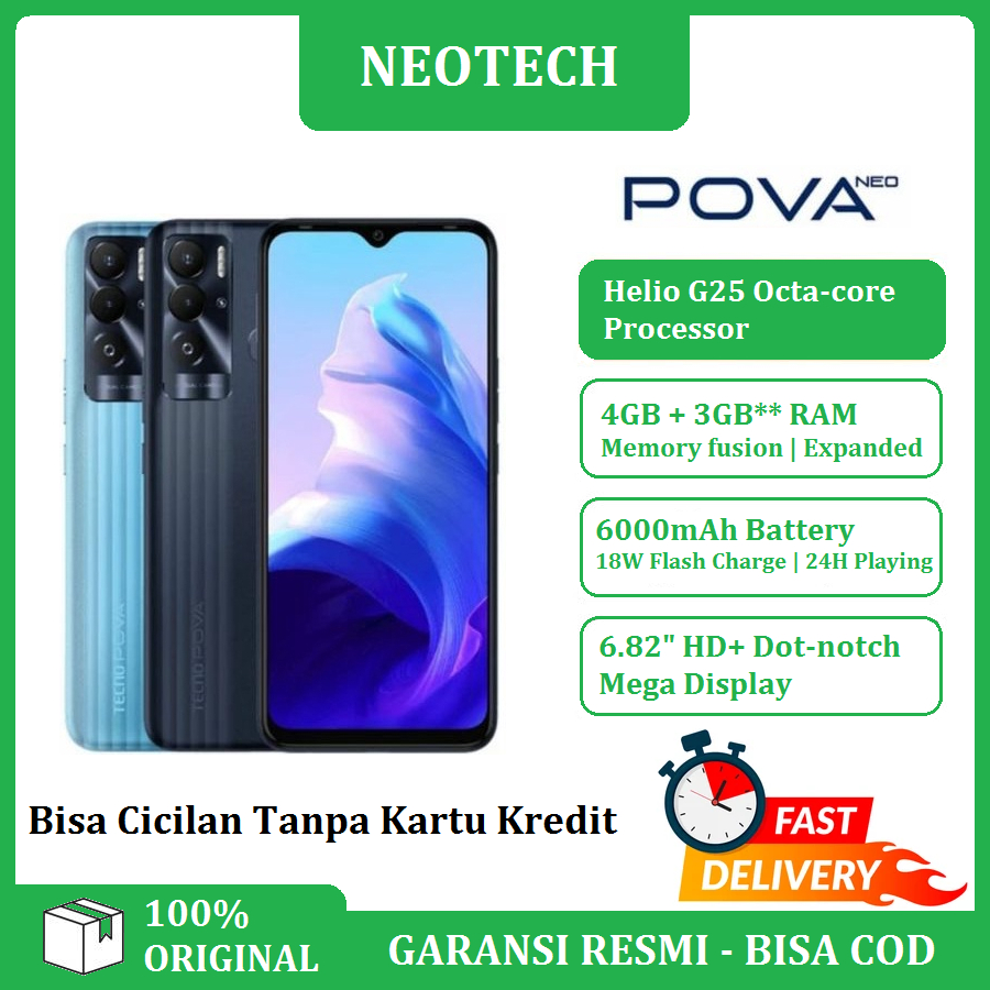 TECNO POVA Neo Ram 4/64GB - Bisa Cicilan Tanpa Kartu Kredit - Garansi Resmi