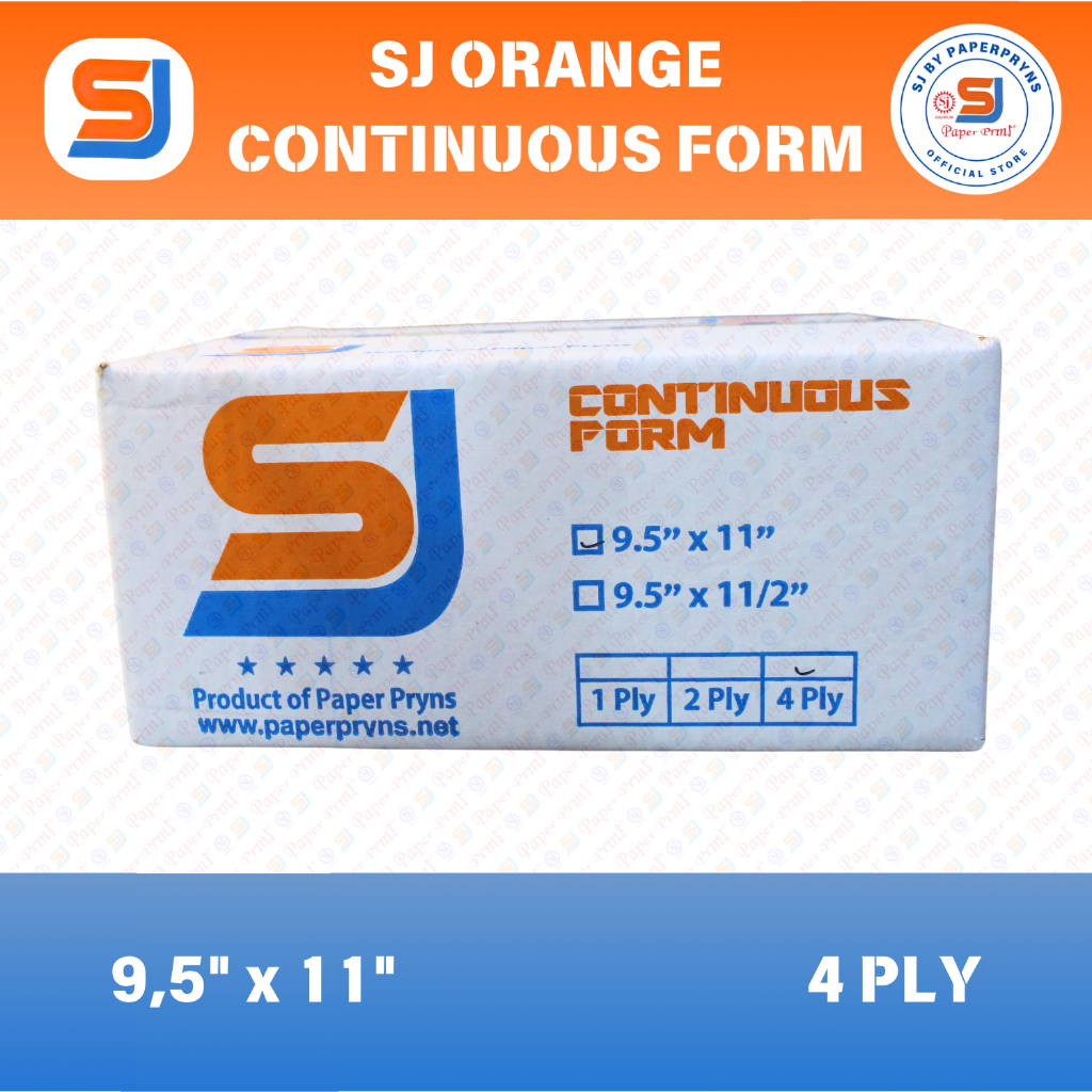 

SJ ORANGE Continuous Form 9,5" × 11" - 4 PLY - NCR Sheets