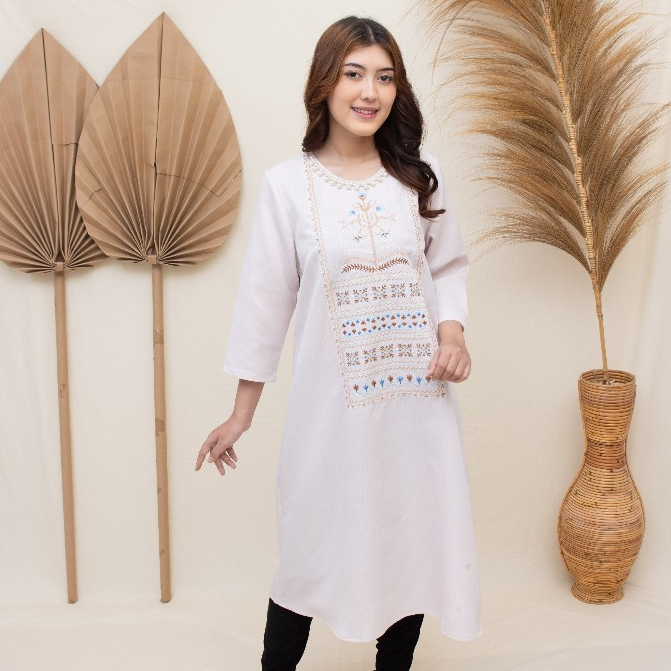 Versail Baju Muslim Tunic Wanita Brown Kazakhtan PO38 | Muslim Couple Keluarga