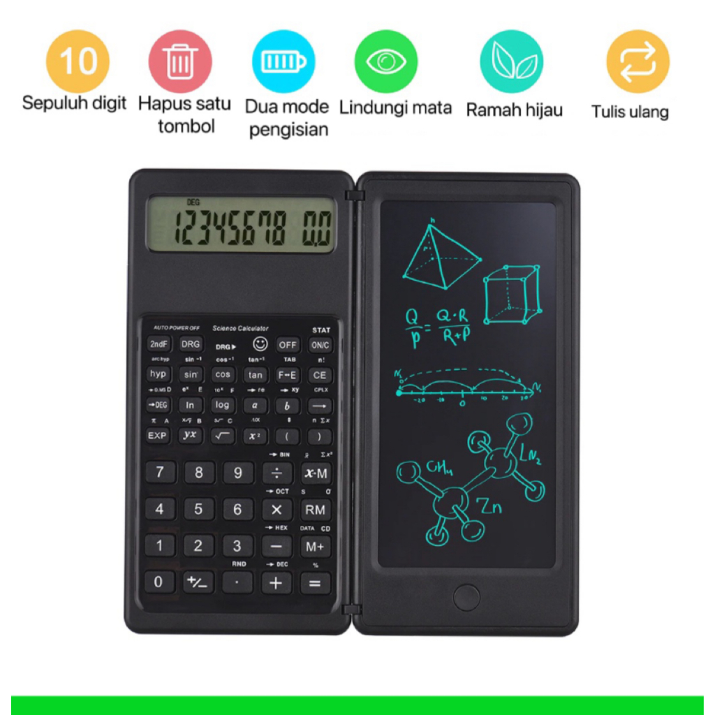 

Kalkulator Fungsi mini ilmiah lipat portabel with drawing tablet calculator with Stylu