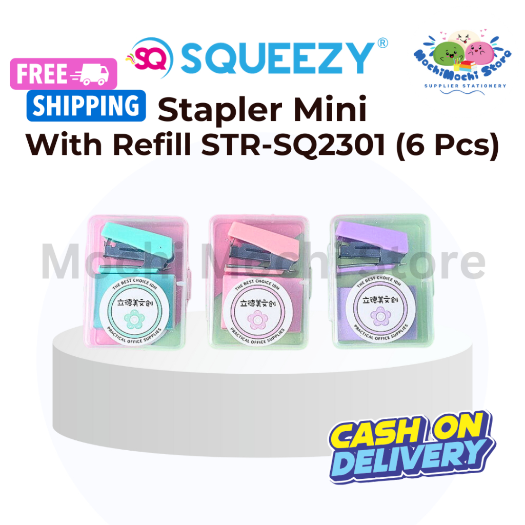 

PER 6 PCS Stapler Mini Set With Refill Staples STR-SQ2301 | Stapler Mini + Isi Staples | Staples + Isi Staples Mini Binder Stationery