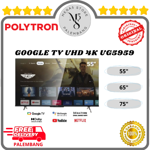 TV LED Polytron 55UG5959/ 65UG5959 / 75UG5959 LED Polytron 65Inch / 75Inch Android TV Polytron