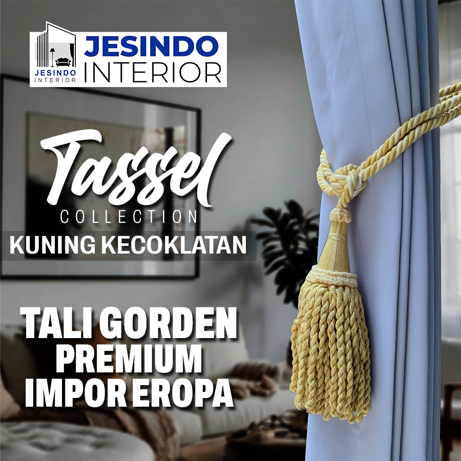 Tali Ikatan Gorden Gordyn Tassel Mewah Import Eropa Warna KUNING KECOKLATAN