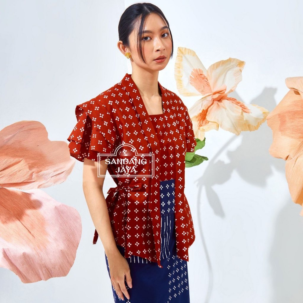 SANDANG JAYAA - Kebaya Mahesvari Blus Batik Cap Wanita Terbaru Kekinian Outfit Kondangan Cantik Tren