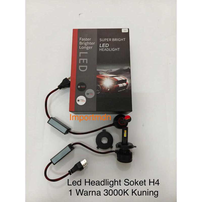Led Headlight Soket H4 3000K Kuning 40Watt 1 Warna Superbright