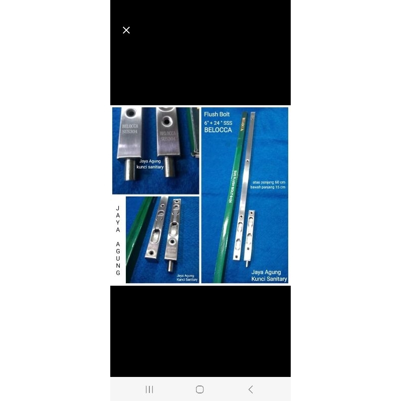 Slot Pintu Tanam  Belocca 60cm Stainless/ Grendel Tanam Belocca 60 CM SSS