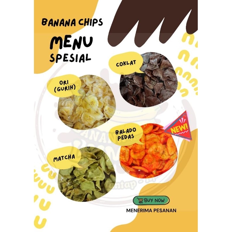 

BANANA CHIPS LUMER - keripik pisang | cokelat-matcha-balado kemasan 250g