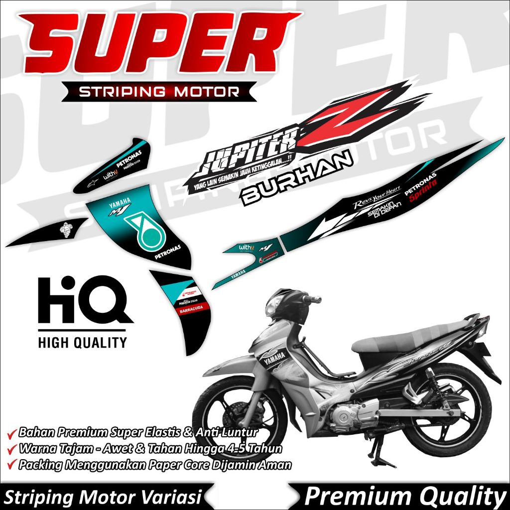 Stiker Jupiter Z Burhan Anti Luntur keren Striping Jupiter Z Striping Yamaha Jupiter Z Burhan Petron