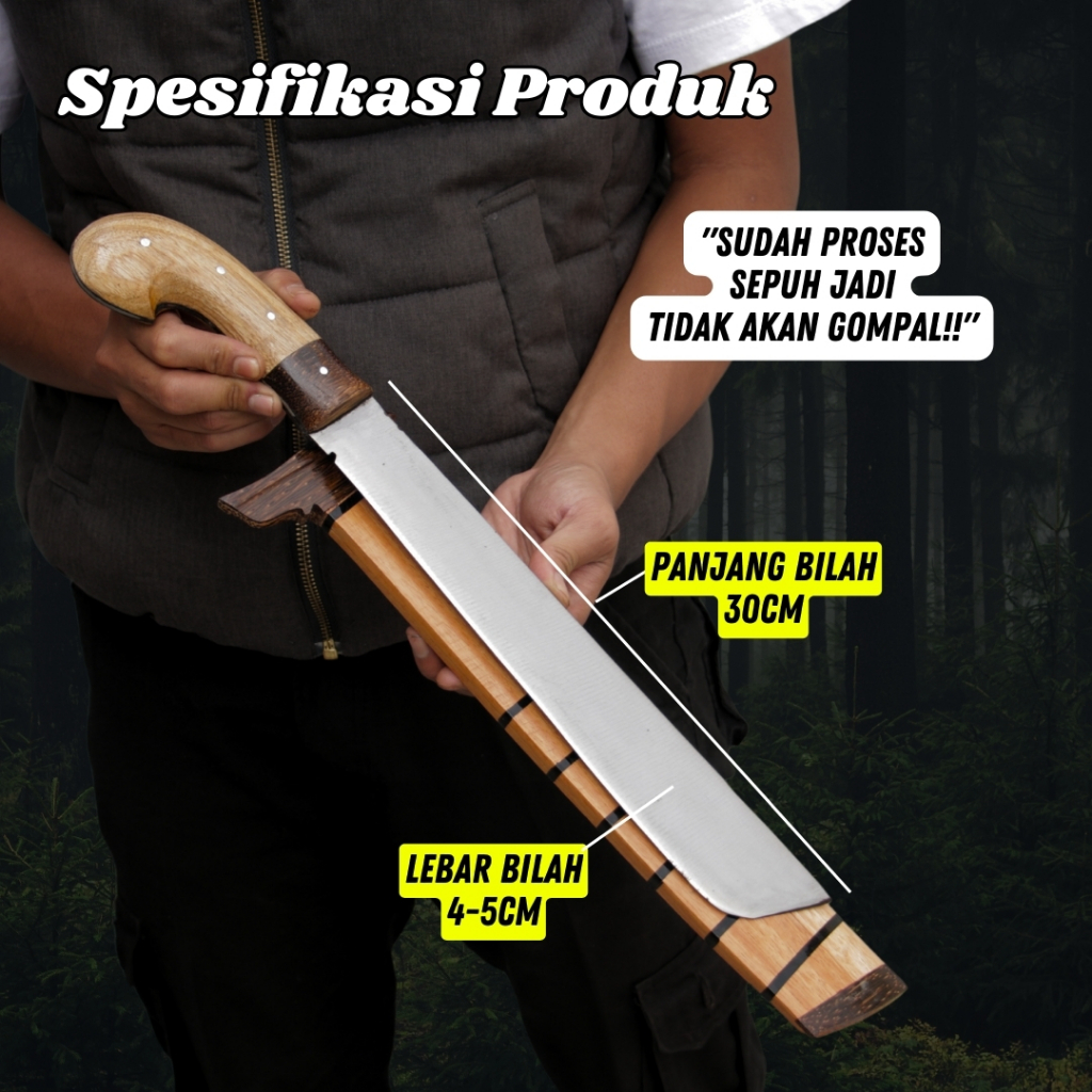 GOLOK KEBUN Panjang 30cm Bahan Baja Per ASLI