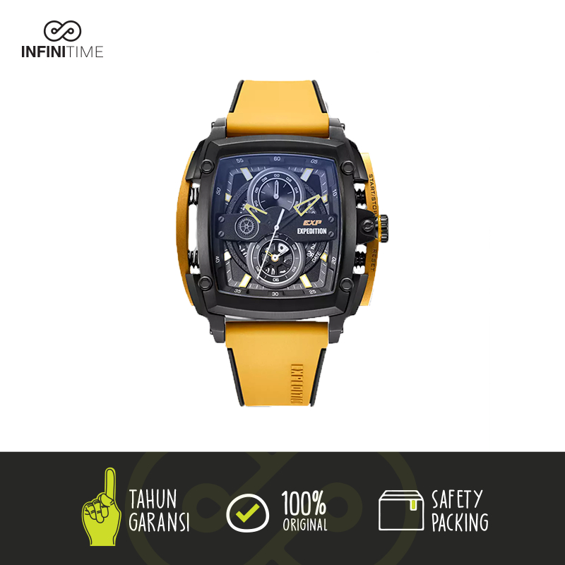 Jam Tangan Expedition E3008 EXP 3008 E 3008 Yellow Black Pria Rubber