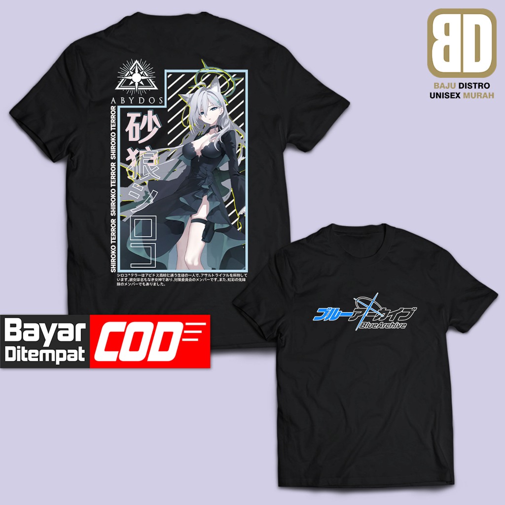 Kaos Anime SHIROKO TERROR BLUE ARCHIVE DB Manga Tshirt Unisex BAJU OTAKU WIBU JEPANG Murah