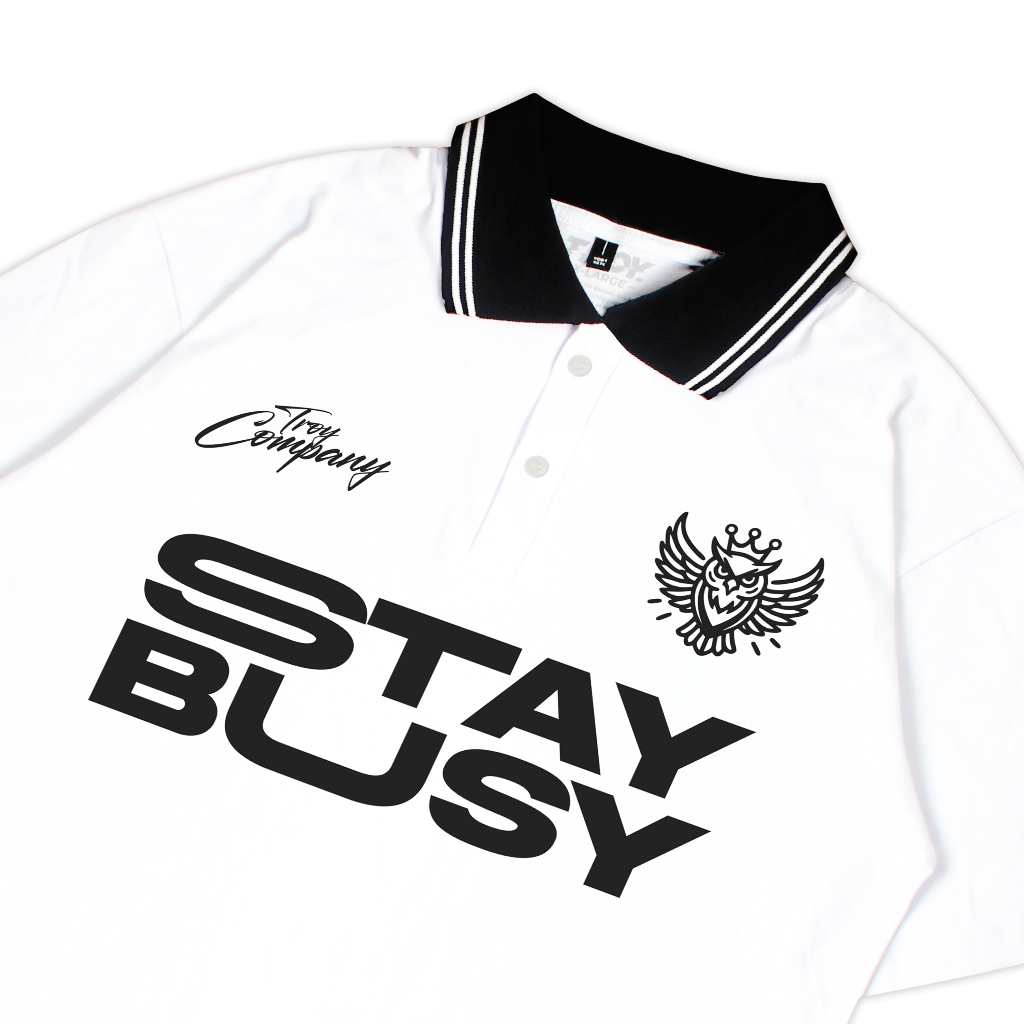 Troy Company Cotton Rugby Polo Shirt White Otus Brookii - Kaos Polo Putih PR 3006