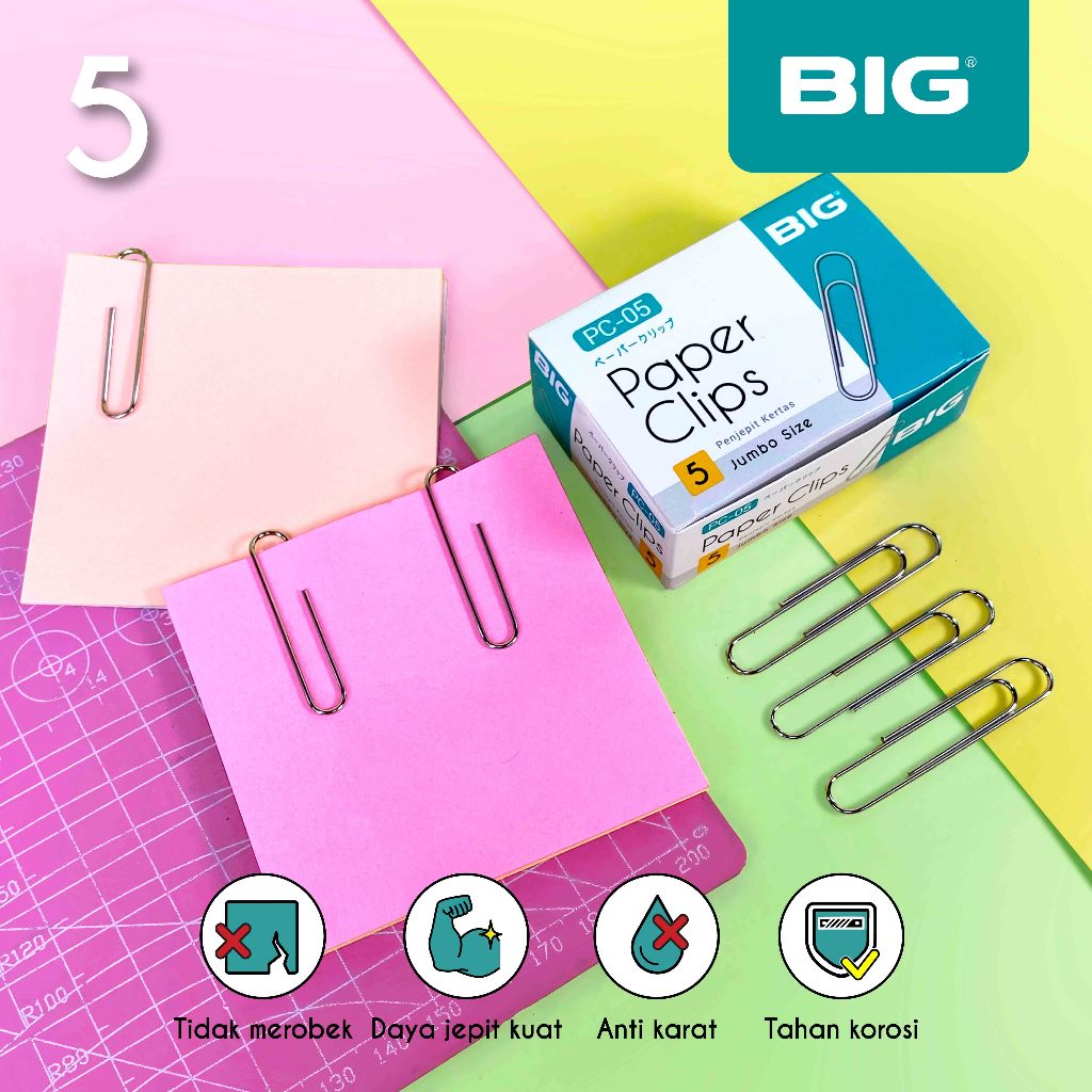 

BIG Klip Kertas Penjepit Kertas Paper Clip 05 Jumbo Size 60 pcs/box untuk kebutuhan kantor PC-05