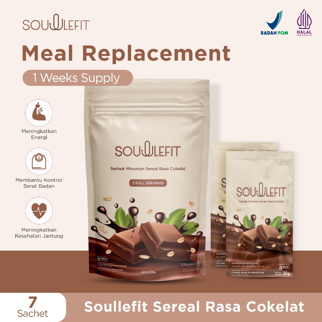 

Soullefit Meal Replacement Choco Flavor | 7 Sachet
