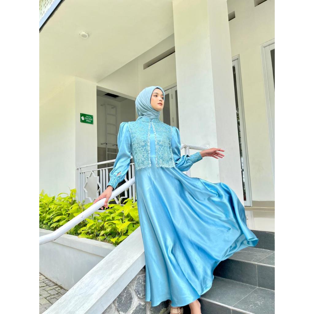 Produk VANILLA DRESS IN BLUE LIGHT - baju gamis wanita, baju wanita hijab, baju muslim, dress hijab 