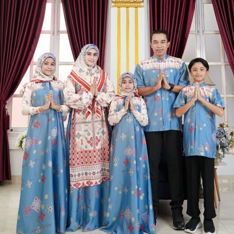 Sofia set raya serimbit keluarga by Raina pashion gamis set hijab