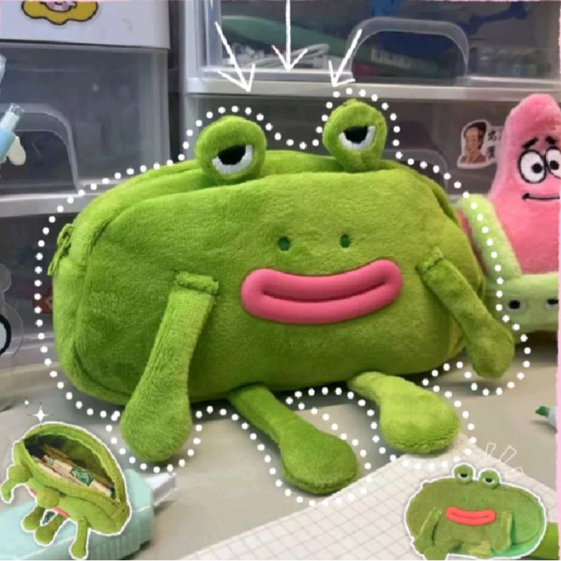 

Tas Pensil Mewah Kotak Pena Mukut Sosis Kotak pensil Hijau Tas pensil mewah katak Cases Lucu